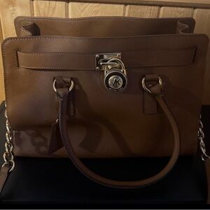 Michael Kors Tan Satchel with Gold Accents
